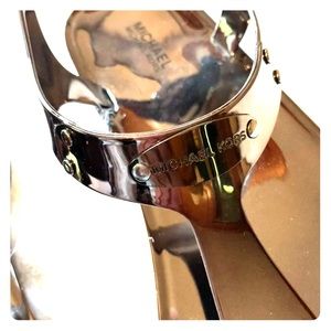 Michael Kors Metallic thong flip flops